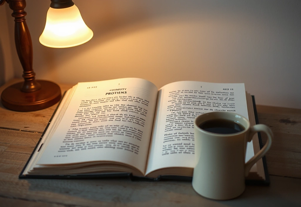 Stara książka chemii obok kubka z herbatą